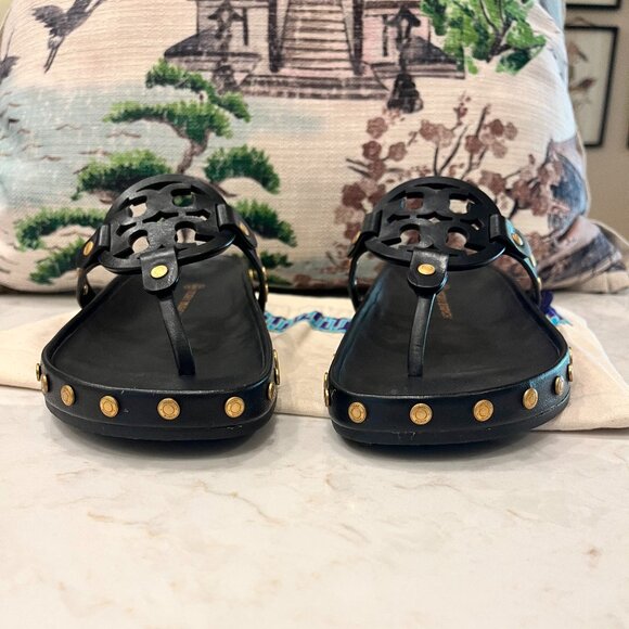 Tory Burch  Studded Black and Gold Flip Flop - Picture 4 of 7